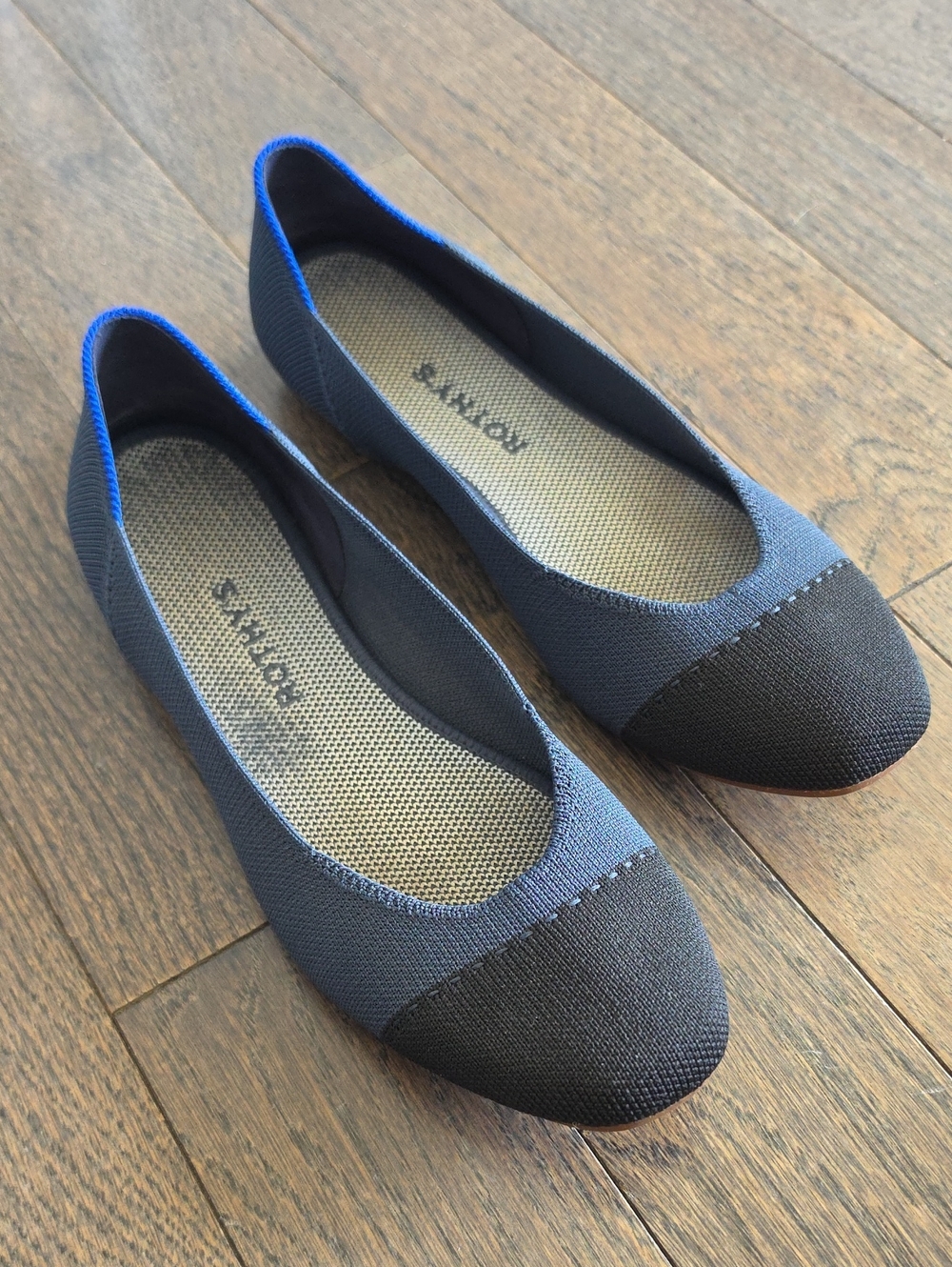 Rothy's Navy and Black Knit Slip-On Ballet Flats